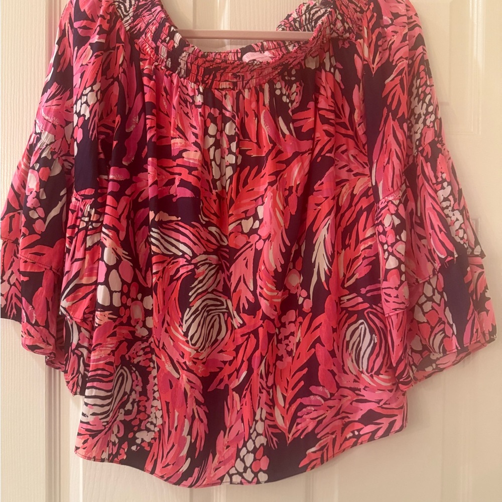 Lilly Pulitzer shocking Pink Patterned Women's Top